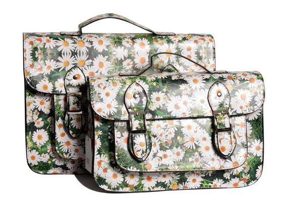 Daisy print Unisex Leather Style Satchel Bag School Messenger Cross Shoulder Bag